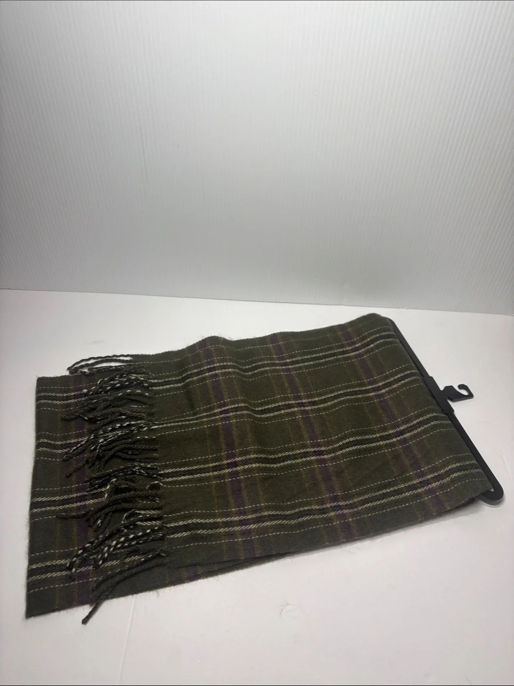 Route 66 Olive Scottish Tartan Knit Scarf with Purple Accent CV